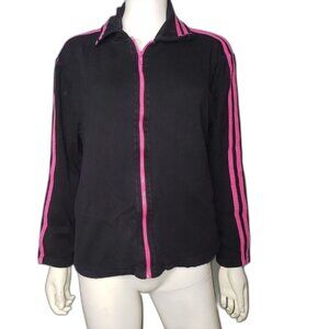 DRESS BARN Zip Front Black and Pink Track Jacket Womens Size XL